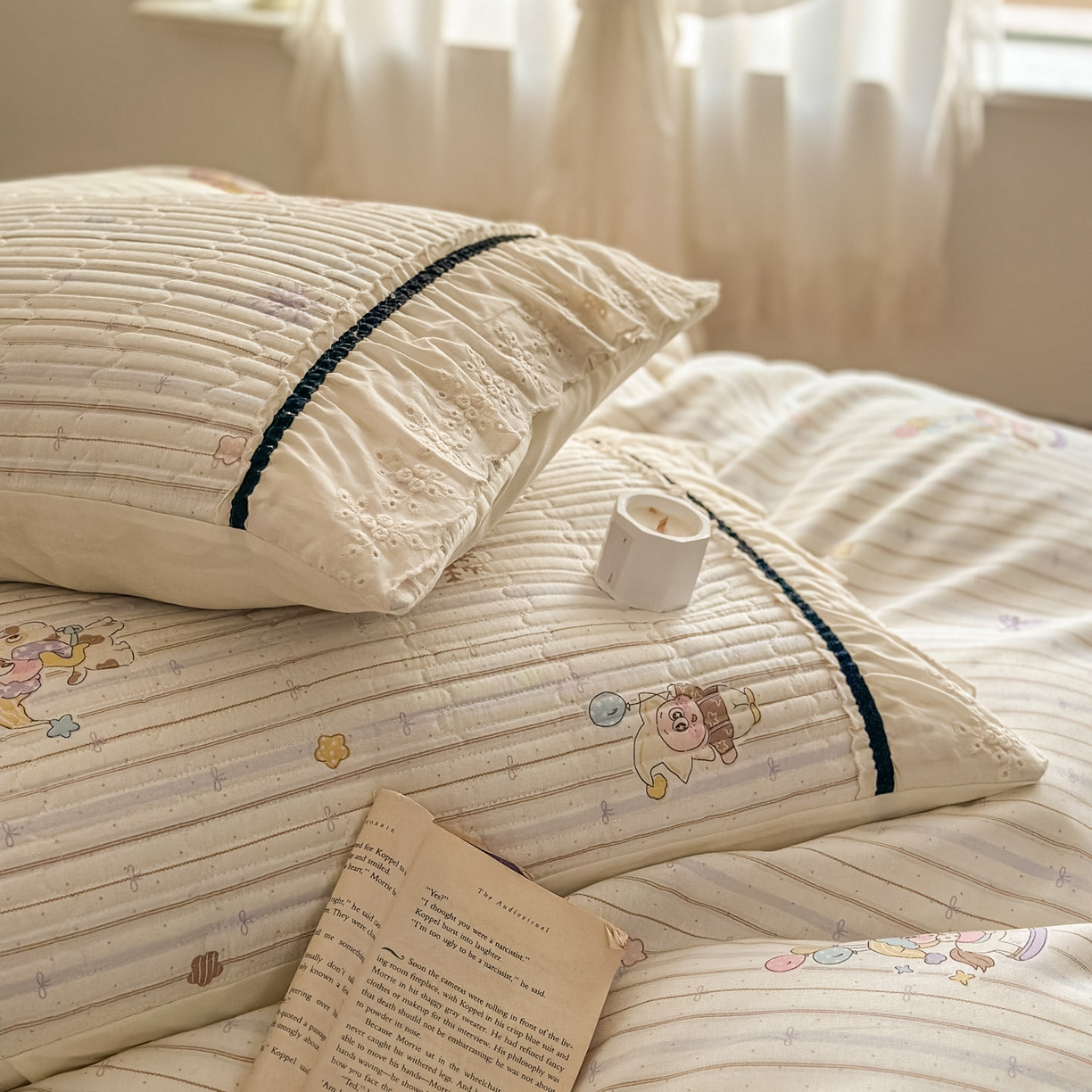 91家纺网 家纺一手货源 找家纺 美梦家纺 2026春夏新款全棉花边全棉床盖四件套系列 小精灵