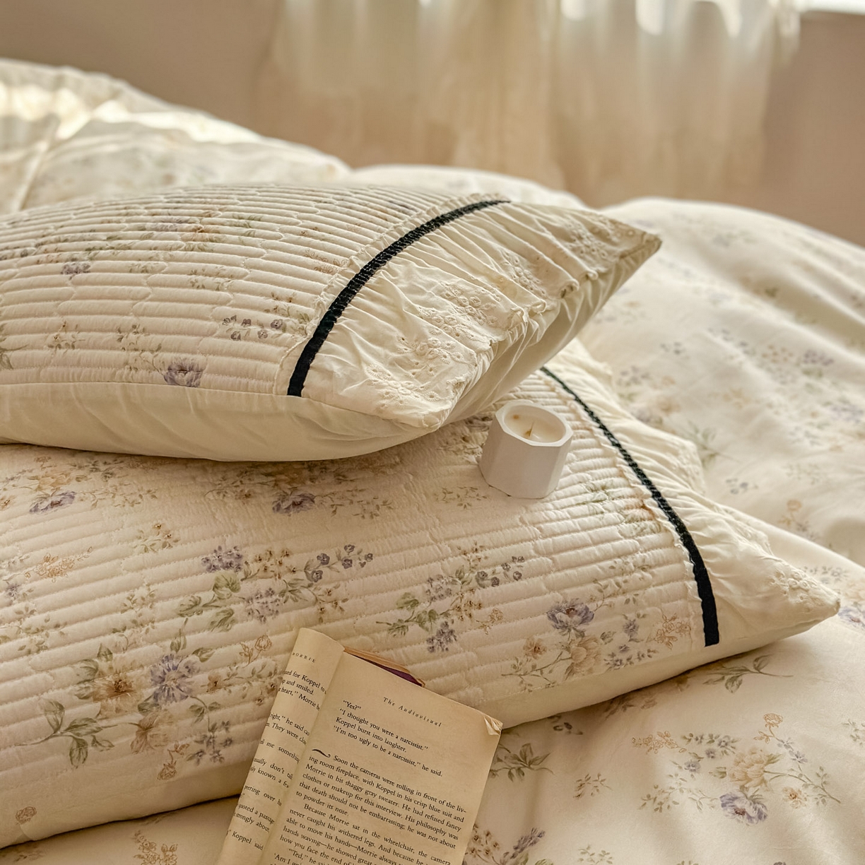 91家纺网 家纺一手货源 找家纺 美梦家纺 2026春夏新款全棉花边全棉床盖四件套系列 香叶之恋