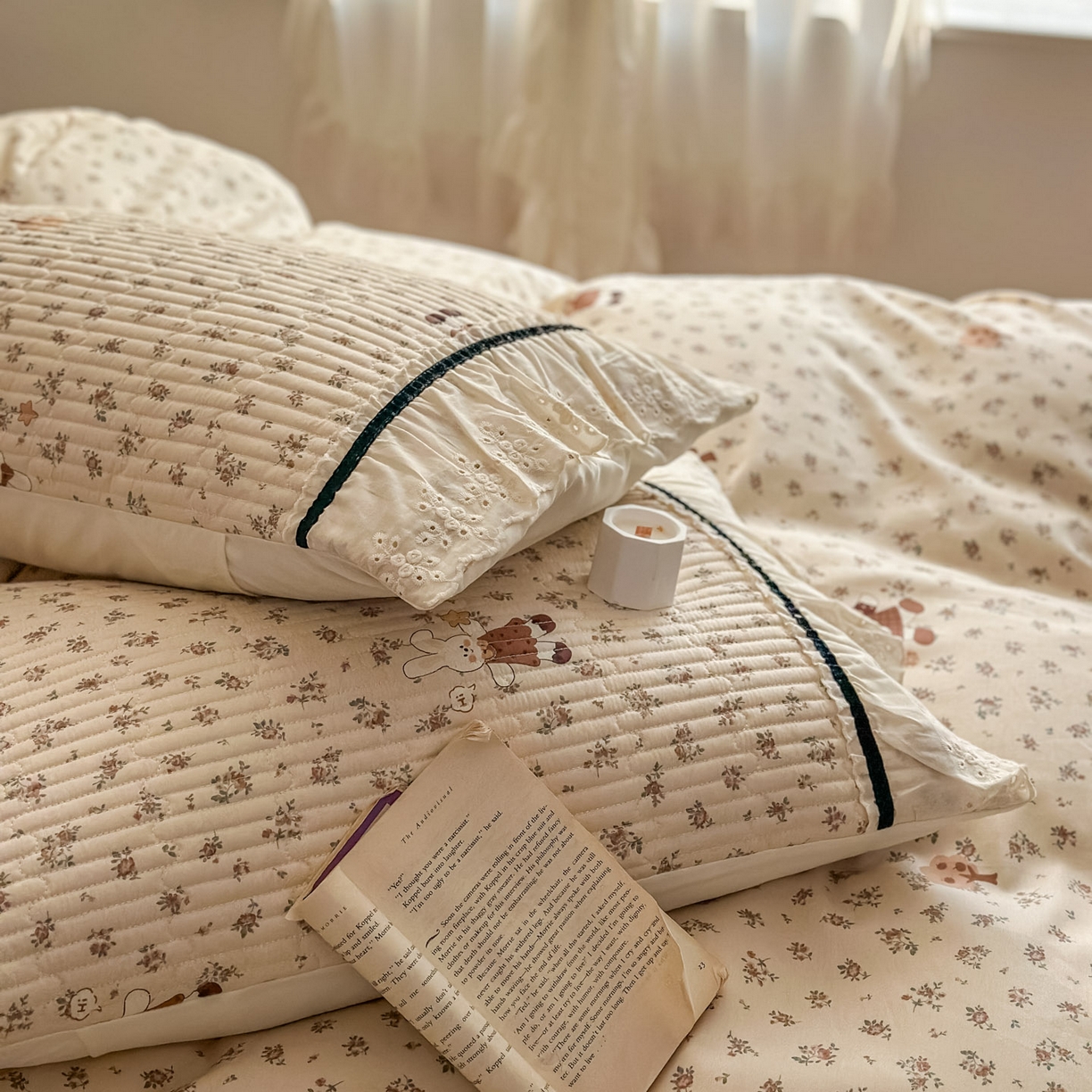 91家纺网 家纺一手货源 找家纺 美梦家纺 2026春夏新款全棉花边全棉床盖四件套系列 南瓜甜心