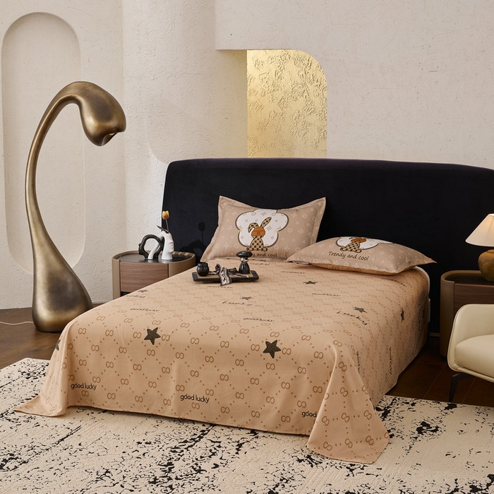 91家纺网 家纺一手货源 找家纺 宝薇 2026新款潮牌轻奢风加厚斜纹磨毛大版四件套 英伦兔