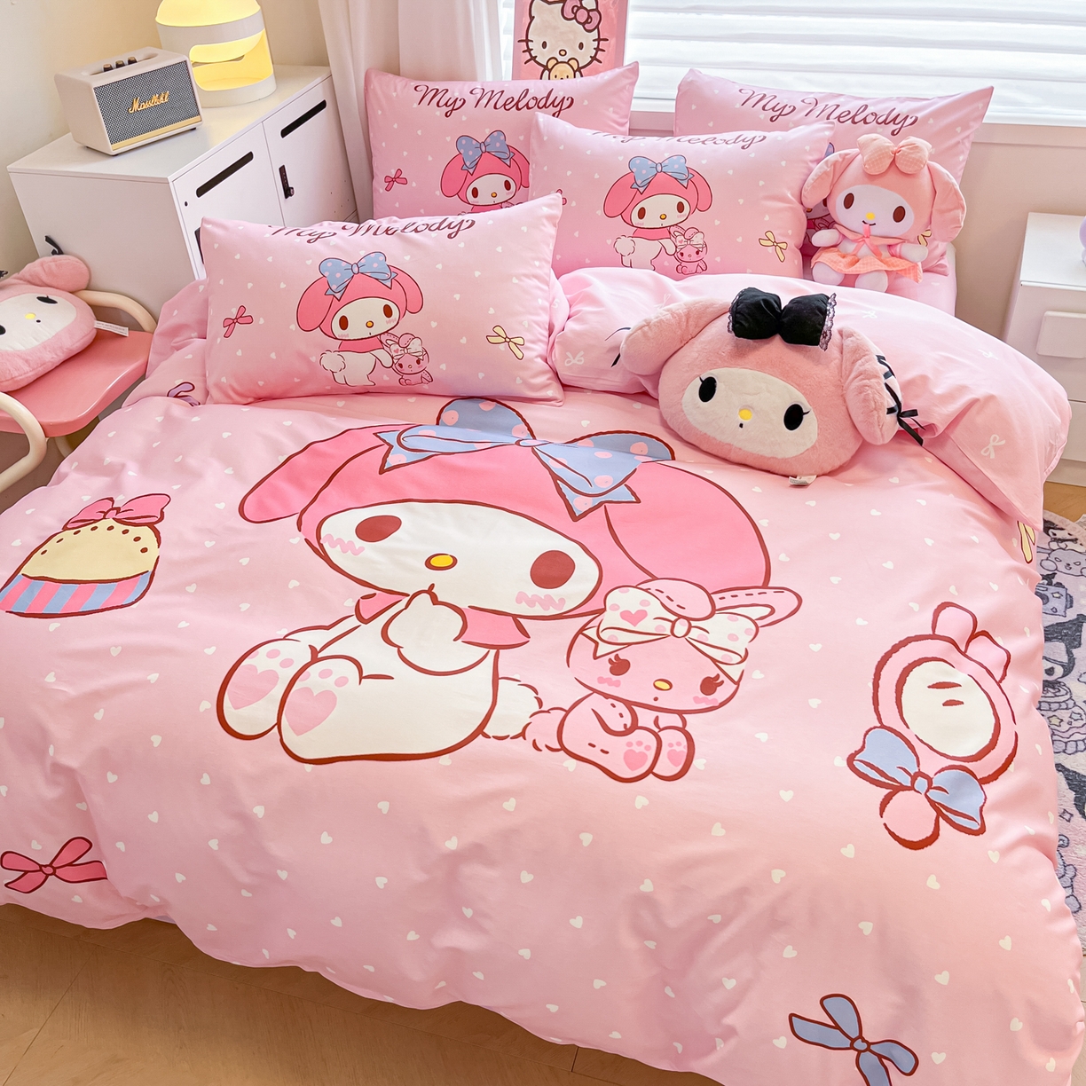 91家纺网 家纺一手货源 找家纺 暮思家居 2026新款正版授权三丽鸥大版全棉纯棉数码印花纯棉四件套系列-第二批(专版花型) 大版-小兔美乐蒂