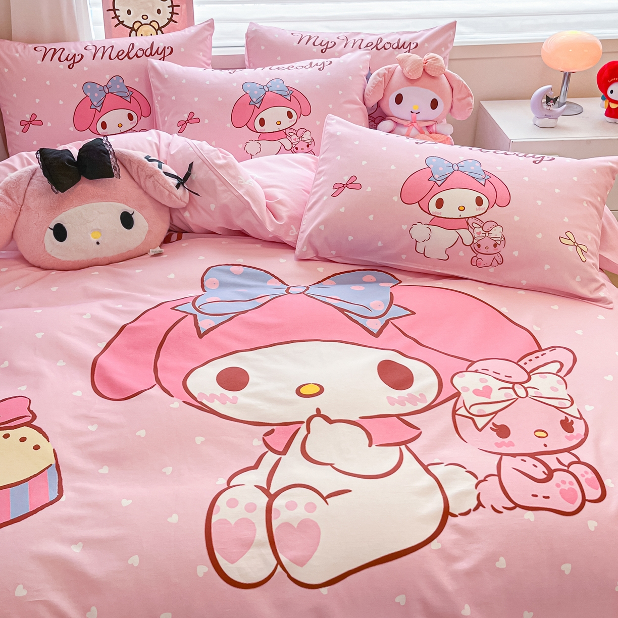 91家纺网 家纺一手货源 找家纺 暮思家居 2026新款正版授权三丽鸥大版全棉纯棉数码印花纯棉四件套系列-第二批(专版花型) 大版-小兔美乐蒂