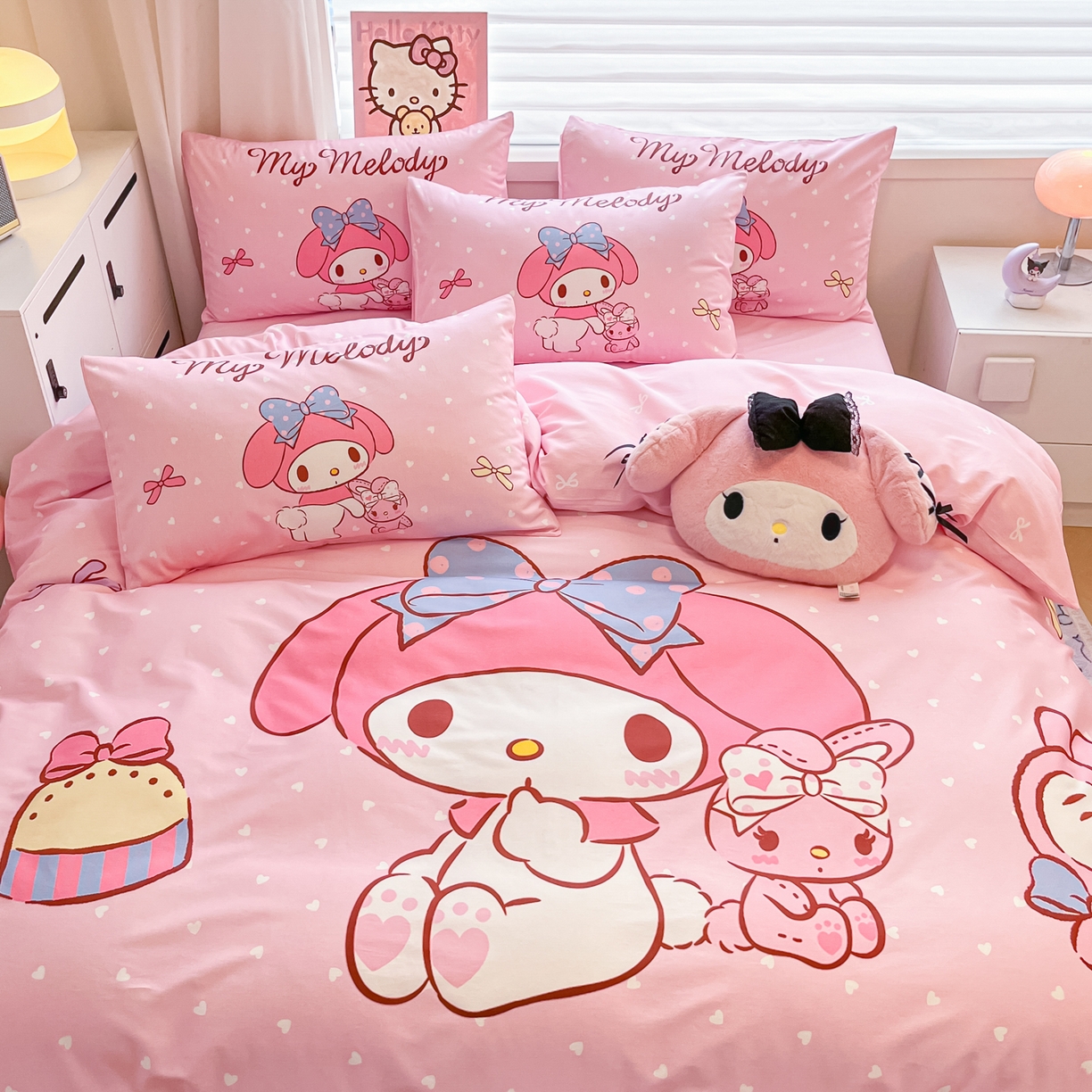 91家纺网 家纺一手货源 找家纺 暮思家居 2026新款正版授权三丽鸥大版全棉纯棉数码印花纯棉四件套系列-第二批(专版花型) 大版-小兔美乐蒂