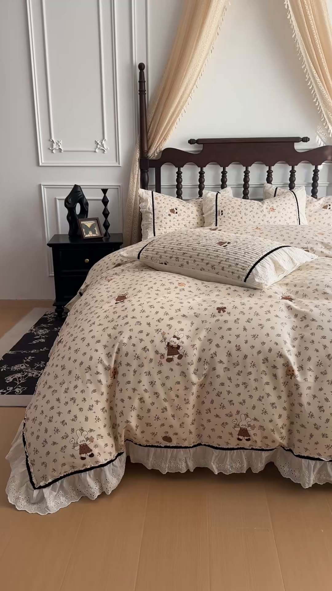 91家纺网 家纺一手货源 找家纺 美梦家纺 2026春夏新款全棉花边全棉床盖四件套系列 南瓜甜心