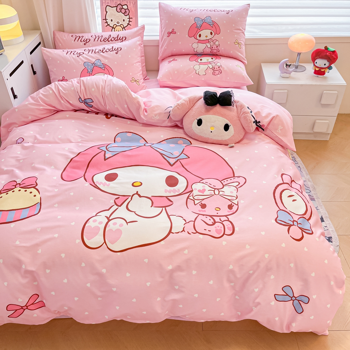 91家纺网 家纺一手货源 找家纺 暮思家居 2026新款正版授权三丽鸥大版全棉纯棉数码印花纯棉四件套系列-第二批(专版花型) 大版-小兔美乐蒂