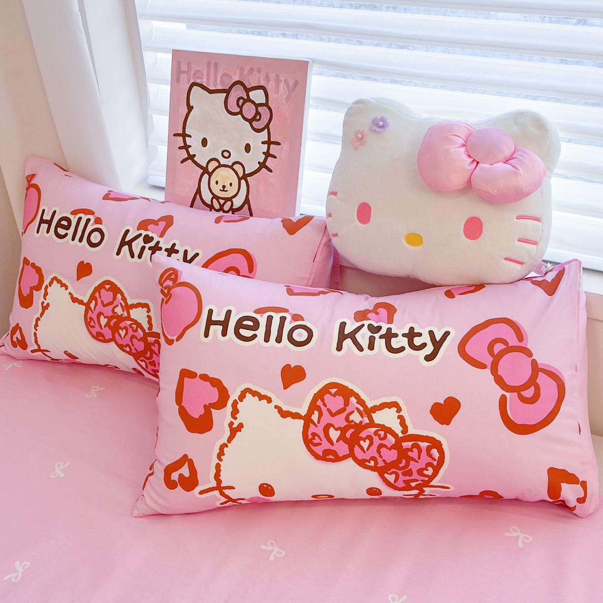 91家纺网 家纺一手货源 找家纺 暮思家居 2026新款正版授权三丽鸥大版全棉纯棉数码印花纯棉四件套系列-第二批(专版花型) 大版-豹纹凯蒂猫