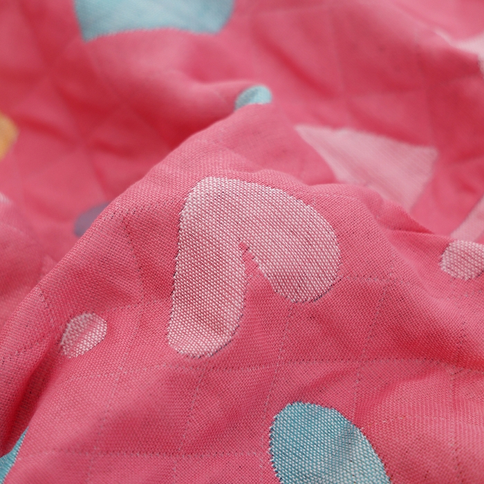 91家纺网 家纺一手货源 找家纺 朴尔家纺-毛巾被 2026新款全棉色织提花宽边定位四层纱布枕巾 彩色爱-粉