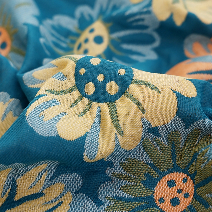 91家纺网 家纺一手货源 找家纺 朴尔家纺-毛巾被 2026新款全棉色织提花宽边定位四层纱布枕巾 春色满园-绿