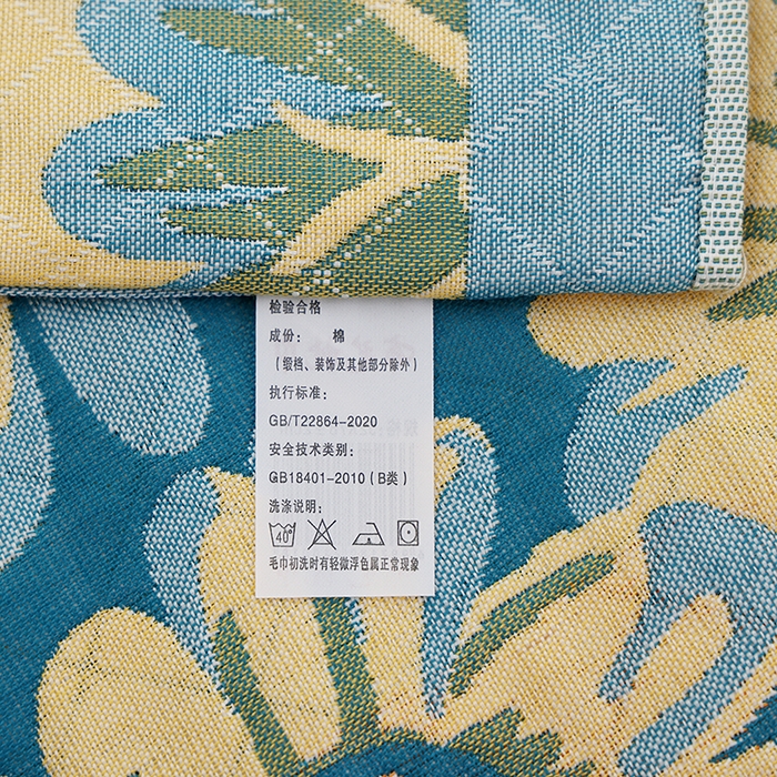 91家纺网 家纺一手货源 找家纺 朴尔家纺-毛巾被 2026新款全棉色织提花宽边定位四层纱布枕巾 春色满园-绿