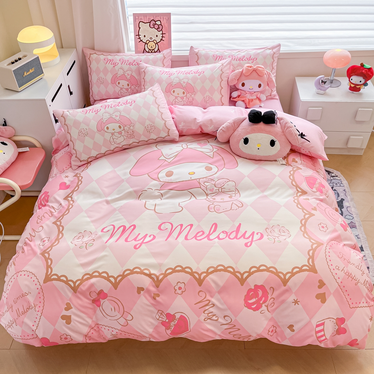 暮思家居 2026新款正版授权三丽鸥大版全棉纯棉数码印花纯棉四件套系列-第二批(专版花型) 大版-公主美乐蒂