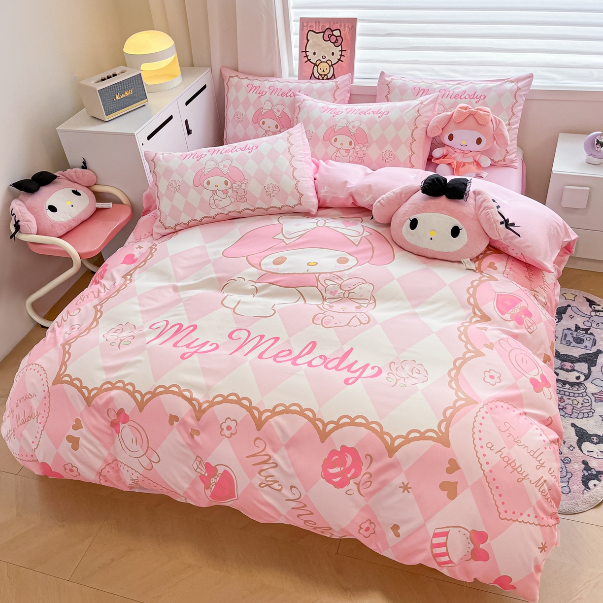 91家纺网 家纺一手货源 找家纺 暮思家居 2026新款正版授权三丽鸥大版全棉纯棉数码印花纯棉四件套系列-第二批(专版花型) 大版-公主美乐蒂