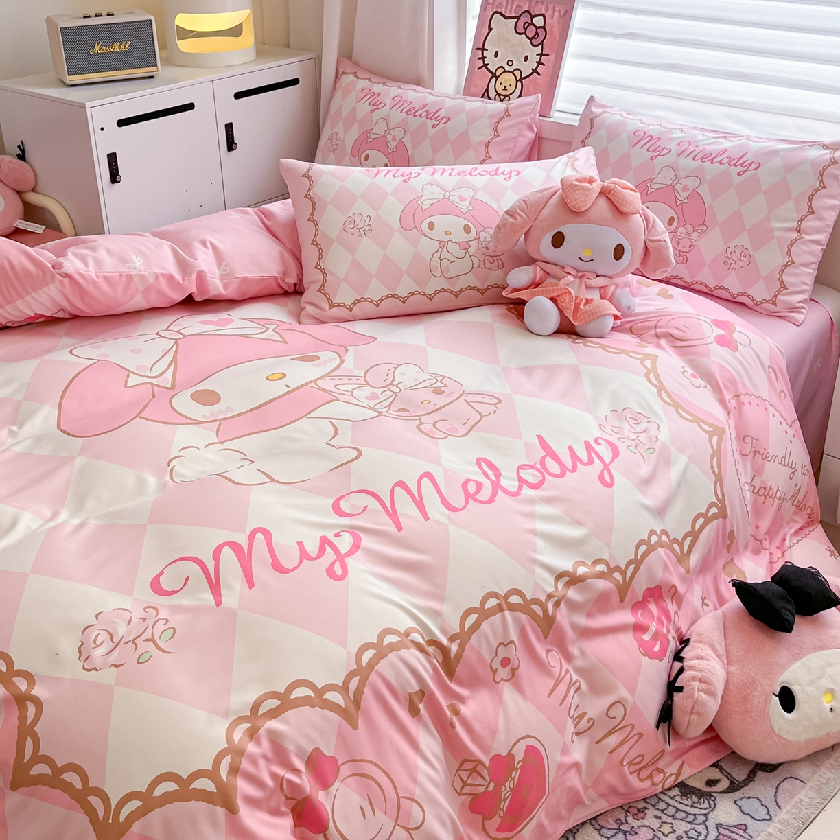 91家纺网 家纺一手货源 找家纺 暮思家居 2026新款正版授权三丽鸥大版全棉纯棉数码印花纯棉四件套系列-第二批(专版花型) 大版-公主美乐蒂