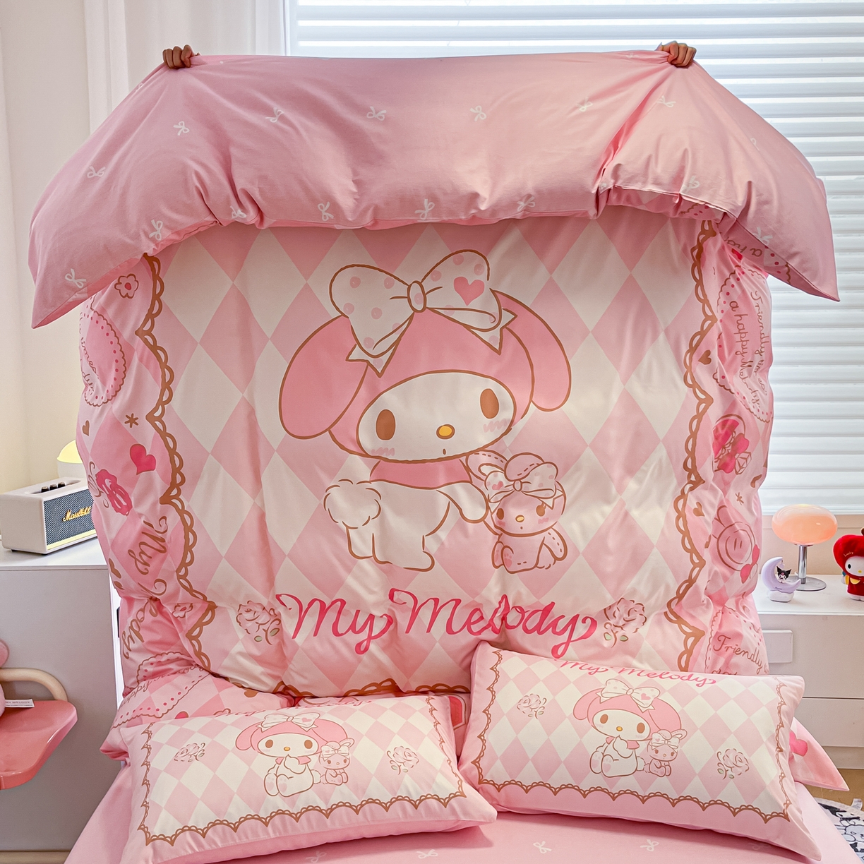 91家纺网 家纺一手货源 找家纺 暮思家居 2026新款正版授权三丽鸥大版全棉纯棉数码印花纯棉四件套系列-第二批(专版花型) 大版-公主美乐蒂