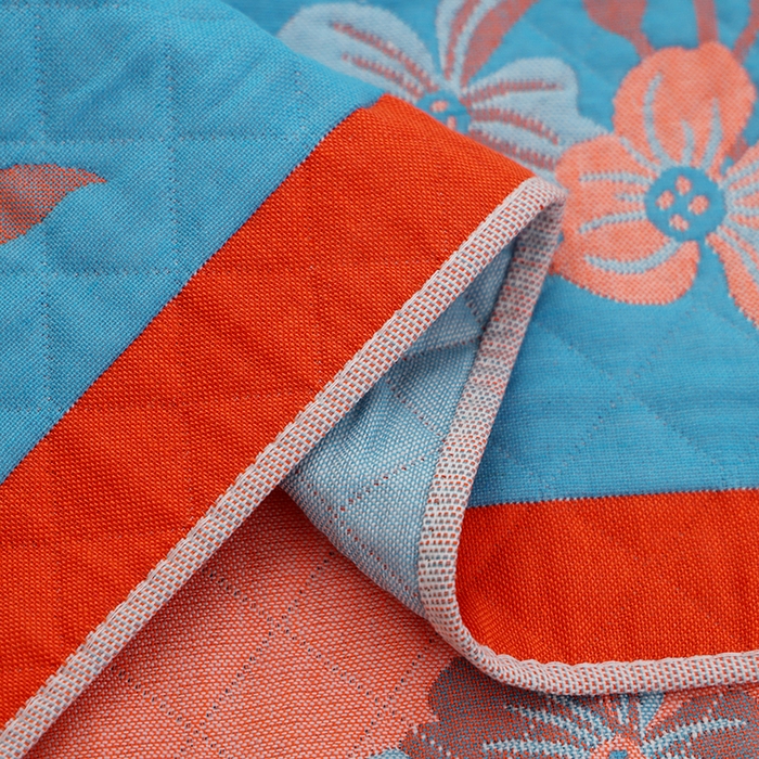 91家纺网 家纺一手货源 找家纺 朴尔家纺-毛巾被 2026新款全棉色织提花宽边定位四层纱布枕巾 春意浓-蓝