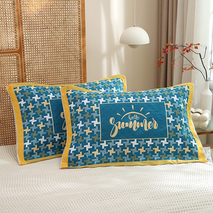 朴尔家纺-毛巾被 2026新款全棉色织提花宽边定位四层纱布枕巾 阳光风车-绿