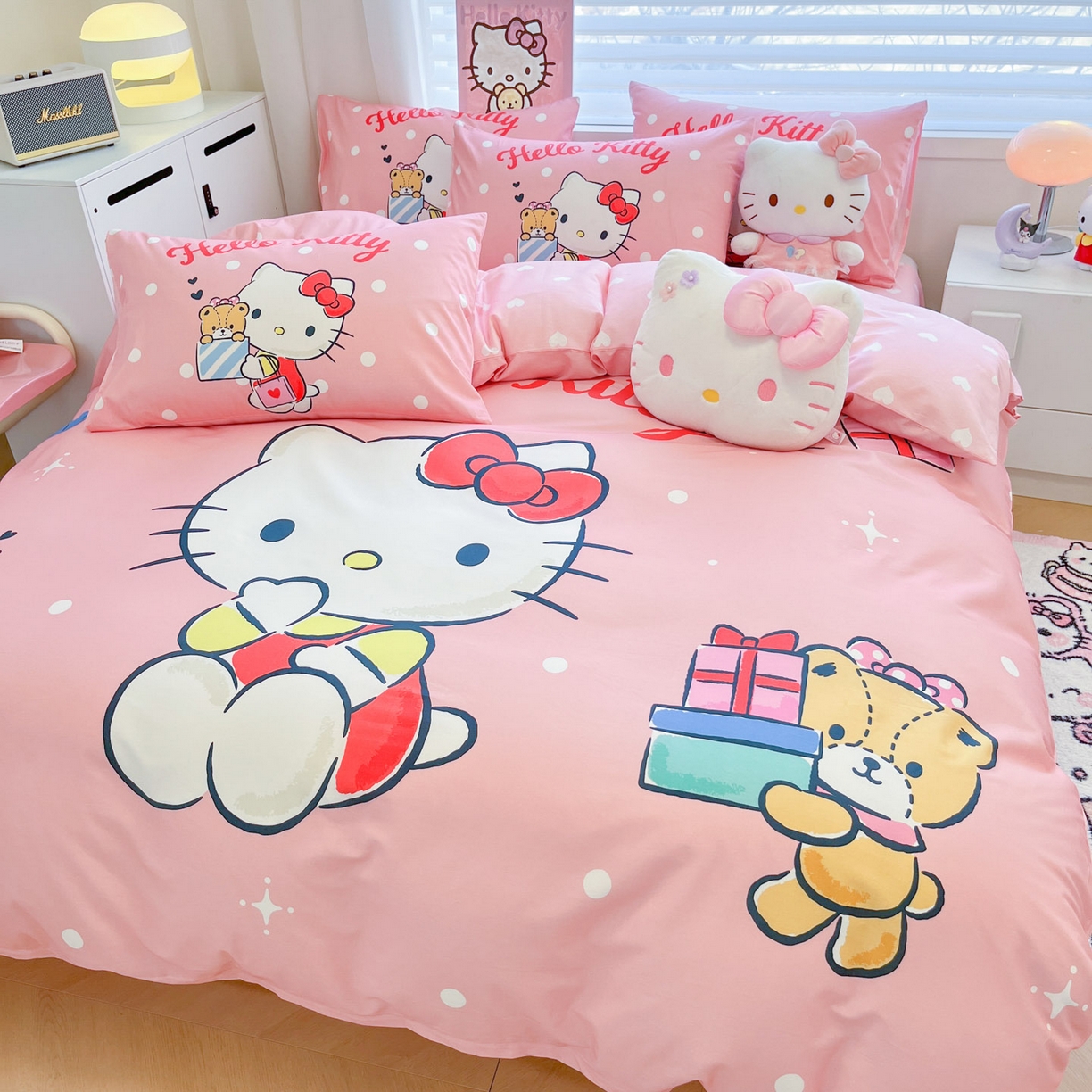 91家纺网 家纺一手货源 找家纺 暮思家居 2026新款正版授权三丽鸥大版全棉纯棉数码印花纯棉四件套系列-第二批(专版花型) 大版-礼物KT