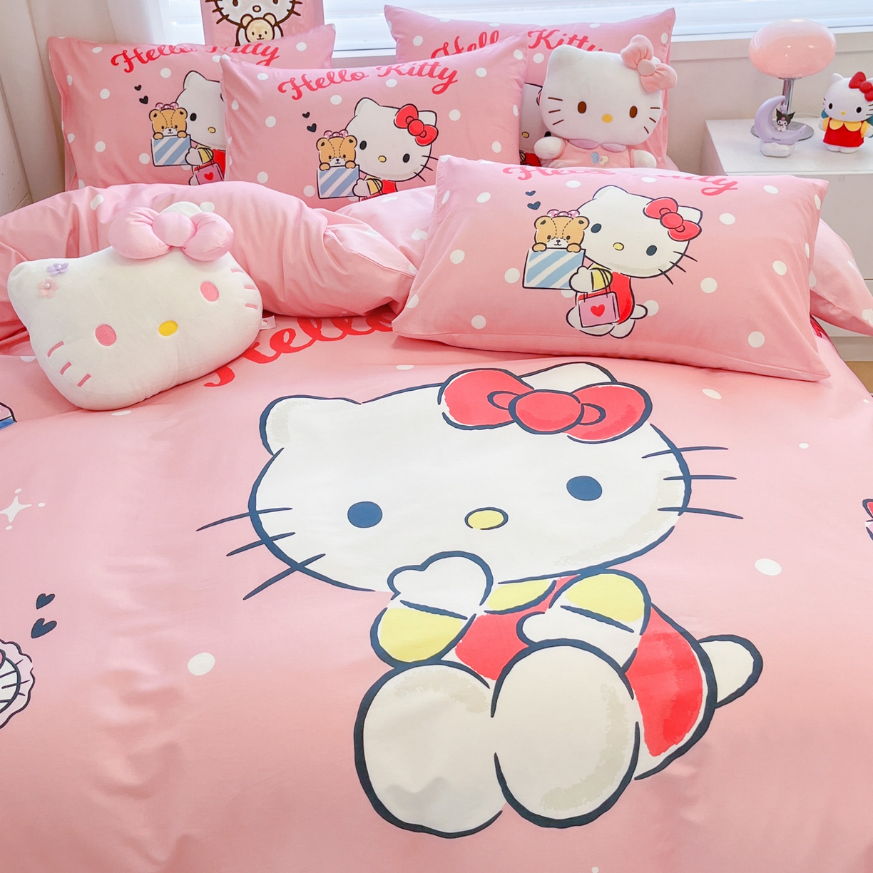 91家纺网 家纺一手货源 找家纺 暮思家居 2026新款正版授权三丽鸥大版全棉纯棉数码印花纯棉四件套系列-第二批(专版花型) 大版-礼物KT