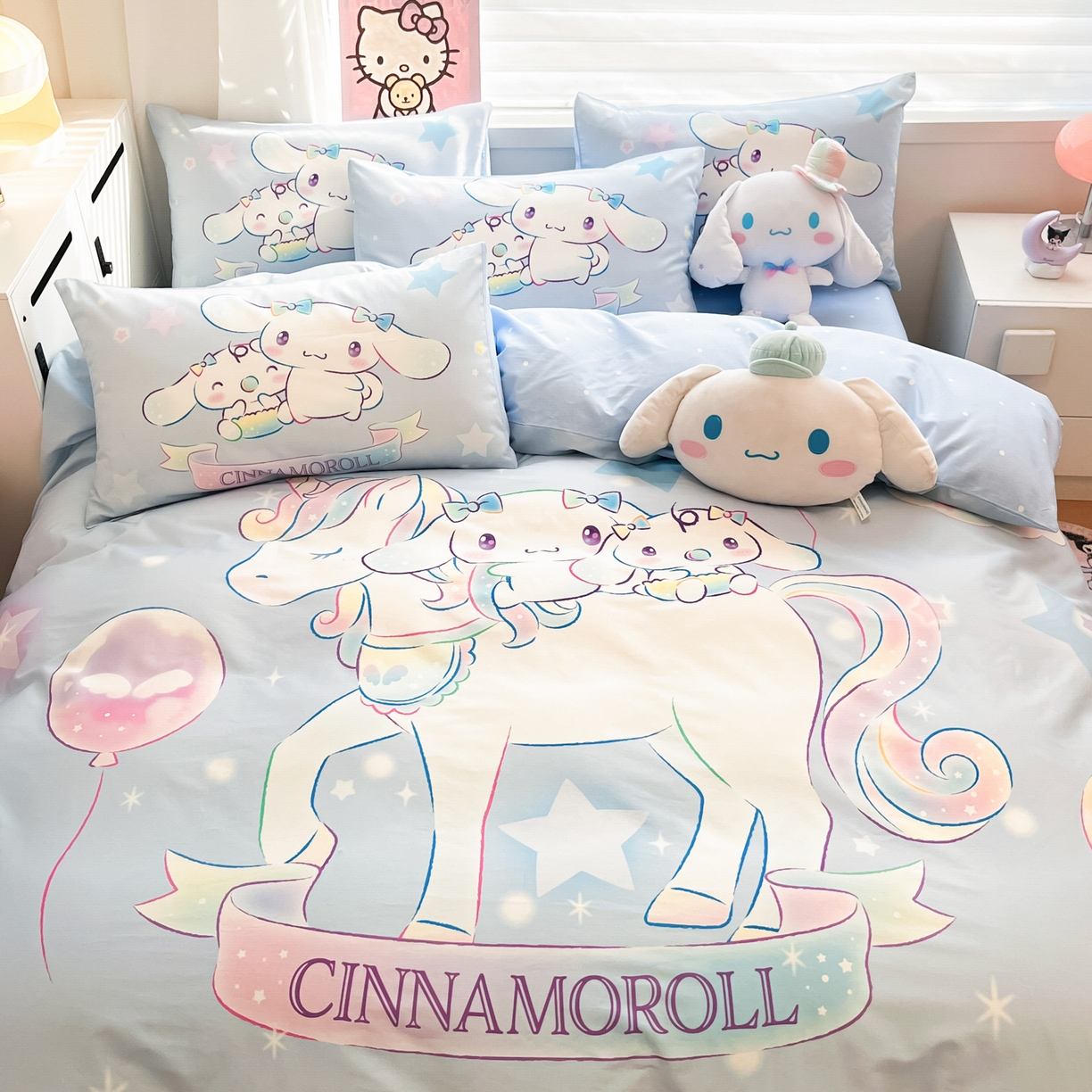 91家纺网 家纺一手货源 找家纺 暮思家居 2026新款正版授权三丽鸥大版全棉纯棉数码印花纯棉四件套系列-第二批(专版花型) 大版-梦幻独角兽