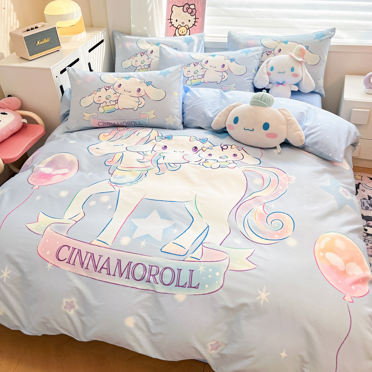 91家纺网 家纺一手货源 找家纺 暮思家居 2026新款正版授权三丽鸥大版全棉纯棉数码印花纯棉四件套系列-第二批(专版花型) 大版-梦幻独角兽