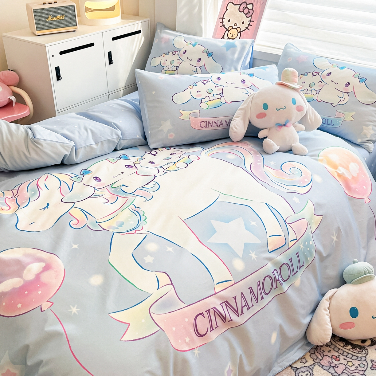 91家纺网 家纺一手货源 找家纺 暮思家居 2026新款正版授权三丽鸥大版全棉纯棉数码印花纯棉四件套系列-第二批(专版花型) 大版-梦幻独角兽