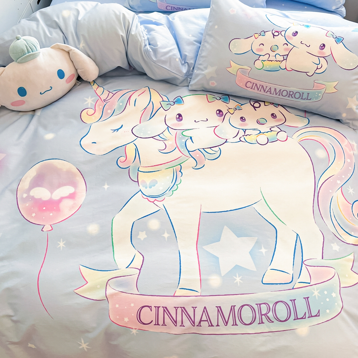 91家纺网 家纺一手货源 找家纺 暮思家居 2026新款正版授权三丽鸥大版全棉纯棉数码印花纯棉四件套系列-第二批(专版花型) 大版-梦幻独角兽