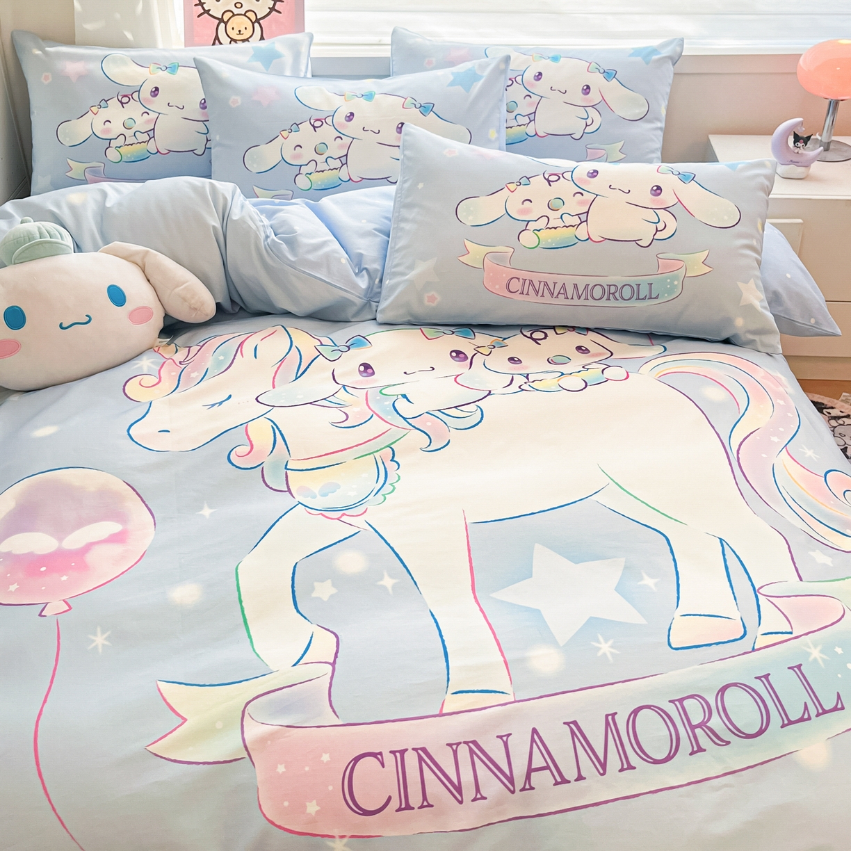 91家纺网 家纺一手货源 找家纺 暮思家居 2026新款正版授权三丽鸥大版全棉纯棉数码印花纯棉四件套系列-第二批(专版花型) 大版-梦幻独角兽