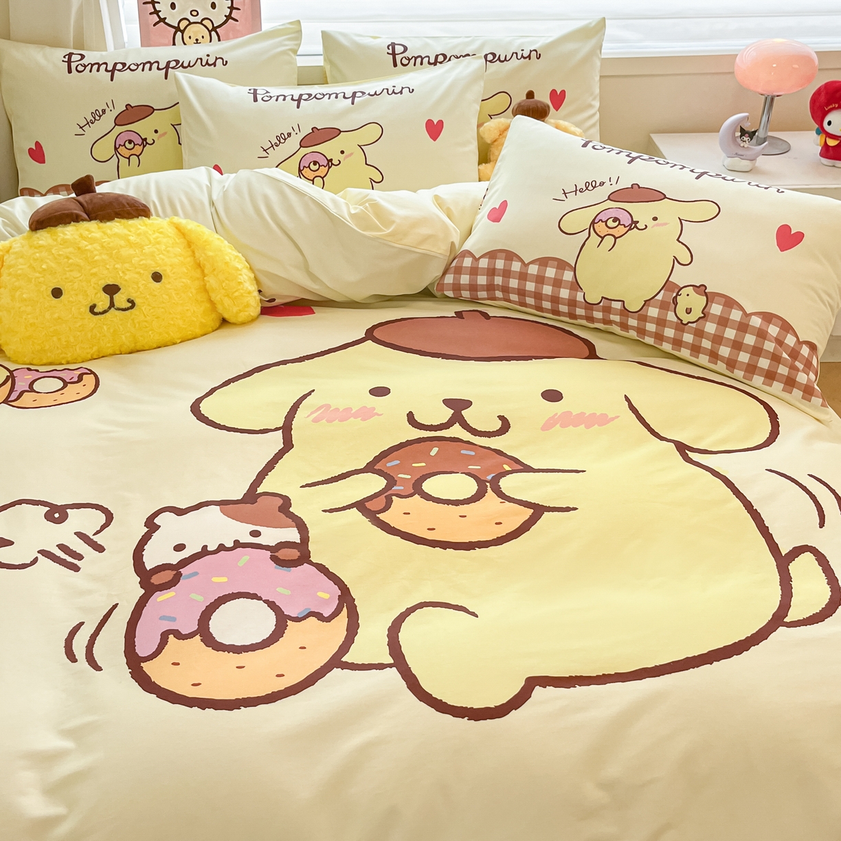 91家纺网 家纺一手货源 找家纺 暮思家居 2026新款正版授权三丽鸥大版全棉纯棉数码印花纯棉四件套系列-第二批(专版花型) 大版-甜甜圈布丁狗