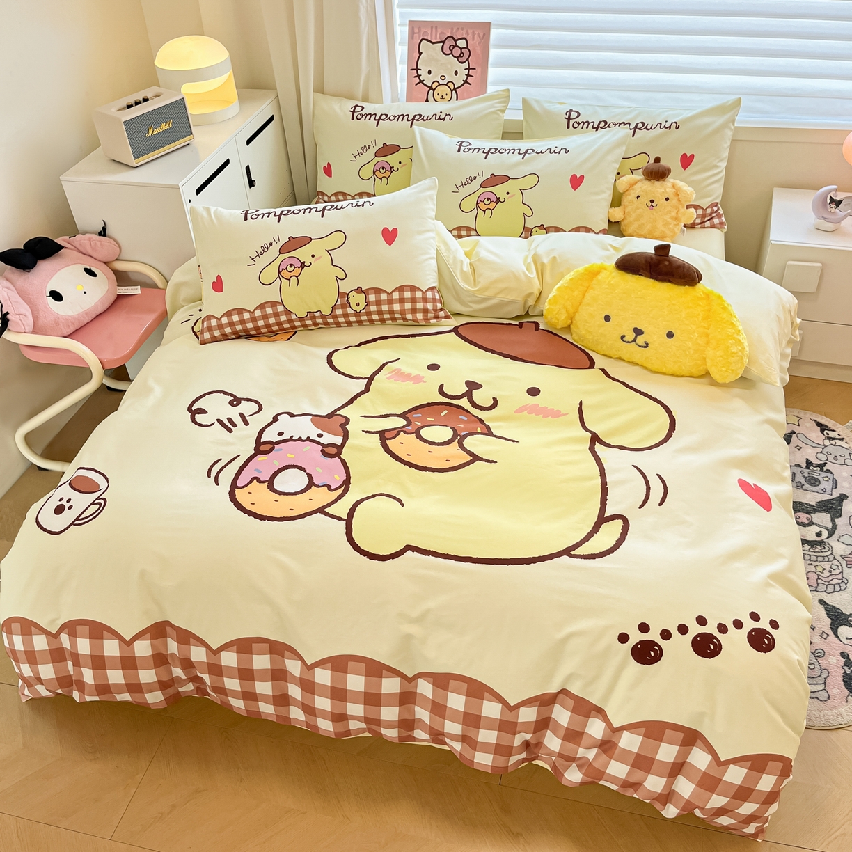 91家纺网 家纺一手货源 找家纺 暮思家居 2026新款正版授权三丽鸥大版全棉纯棉数码印花纯棉四件套系列-第二批(专版花型) 大版-甜甜圈布丁狗