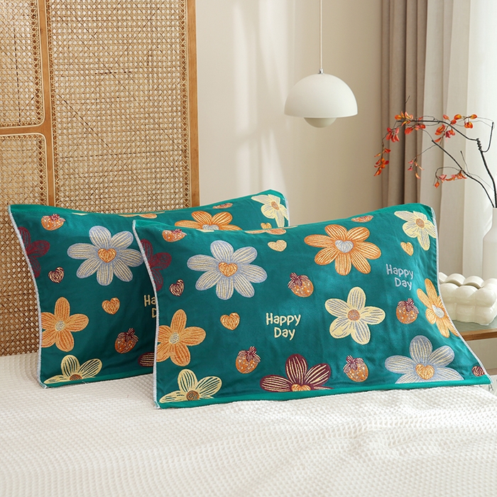 91家纺网 家纺一手货源 找家纺 （总）朴尔家纺-毛巾被 2026新款色织定位提花纯棉四层纱布枕巾