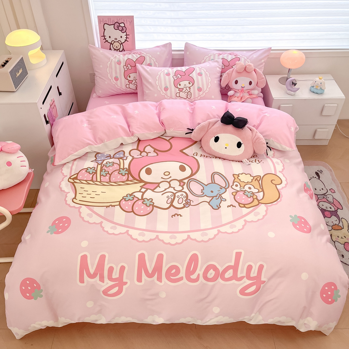 91家纺网 家纺一手货源 找家纺 （总）暮思家居 2026新款正版授权三丽鸥大版全棉纯棉数码印花纯棉四件套系列-第一批