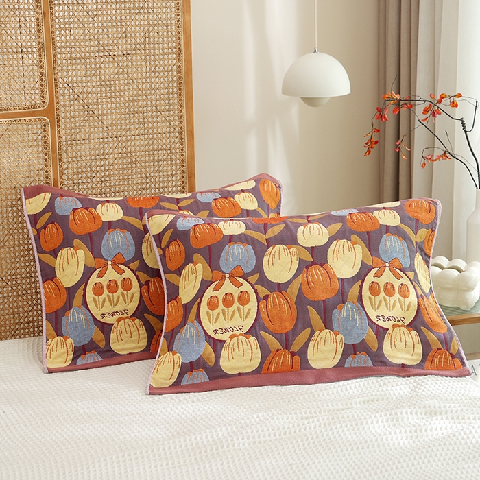 91家纺网 家纺一手货源 找家纺 （总）朴尔家纺-毛巾被 2026新款色织定位提花纯棉四层纱布枕巾