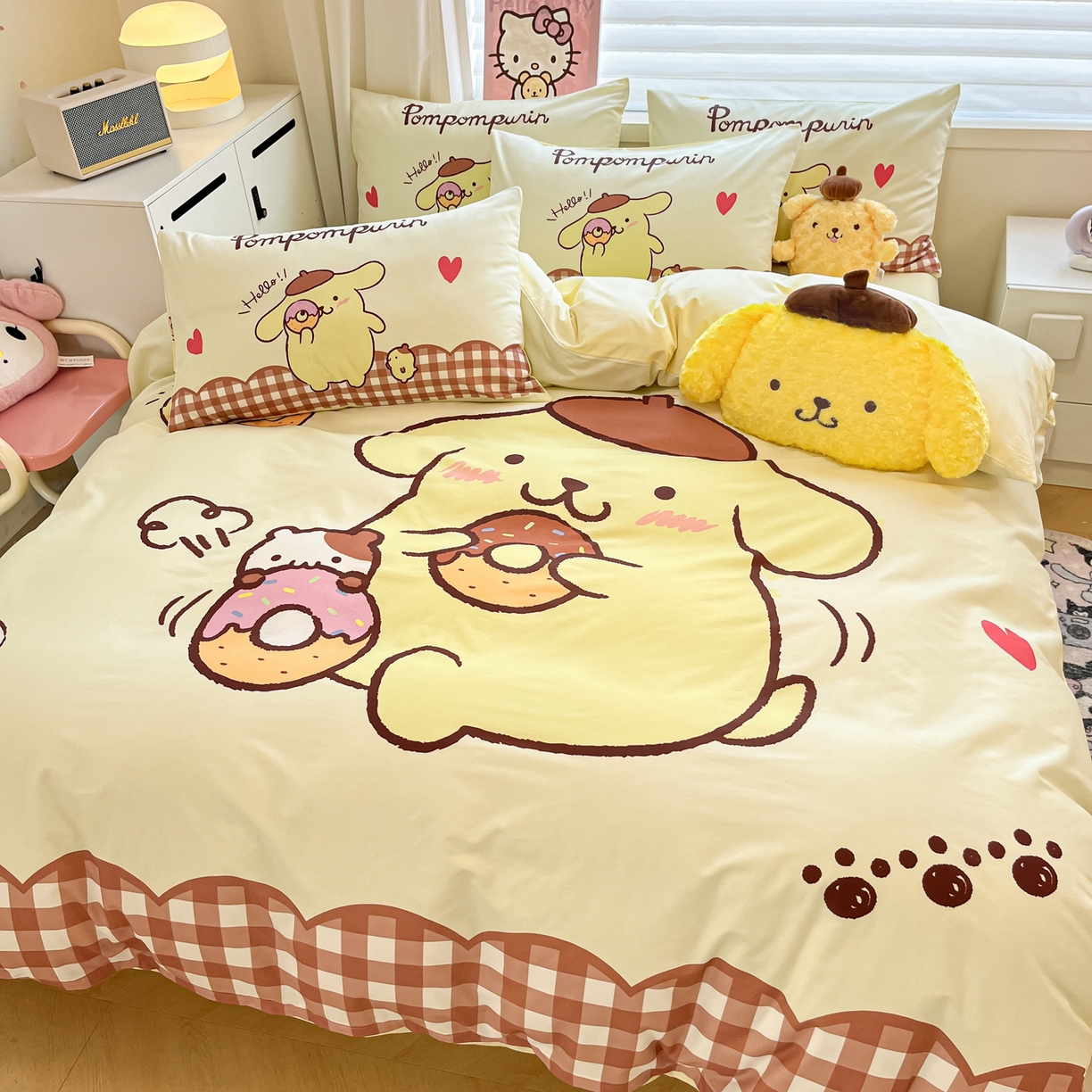 91家纺网 家纺一手货源 找家纺 暮思家居 2026新款正版授权三丽鸥大版全棉纯棉数码印花纯棉四件套系列-第二批(专版花型) 大版-甜甜圈布丁狗