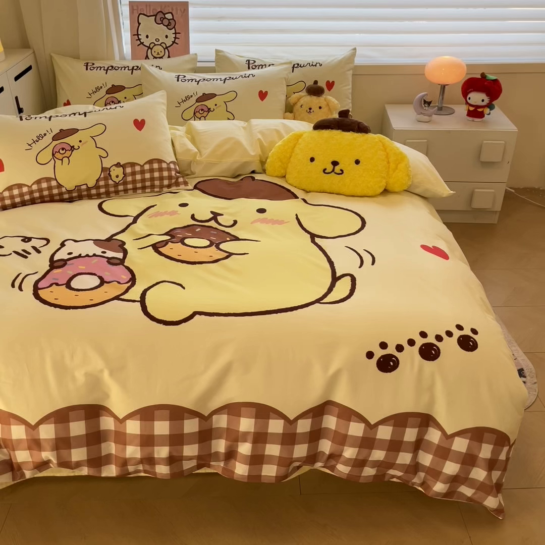 91家纺网 家纺一手货源 找家纺 暮思家居 2026新款正版授权三丽鸥大版全棉纯棉数码印花纯棉四件套系列-第二批(专版花型) 大版-甜甜圈布丁狗