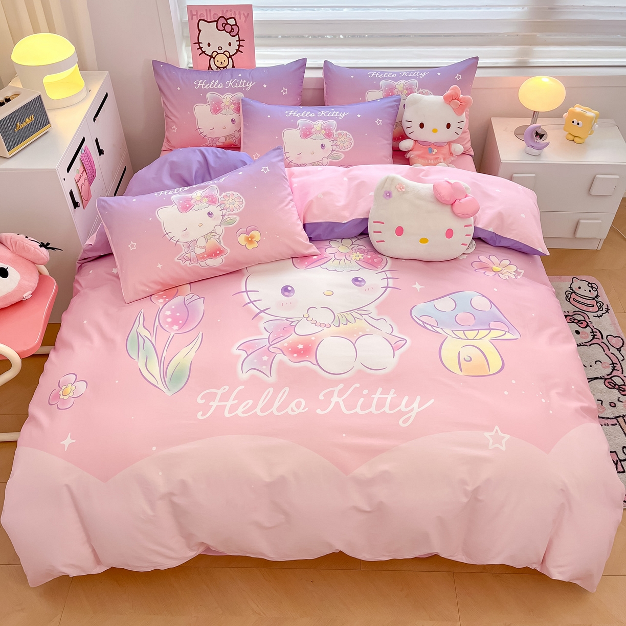 91家纺网 家纺一手货源 找家纺 （总）暮思家居 2026新款正版授权三丽鸥大版全棉纯棉数码印花纯棉四件套系列-第一批