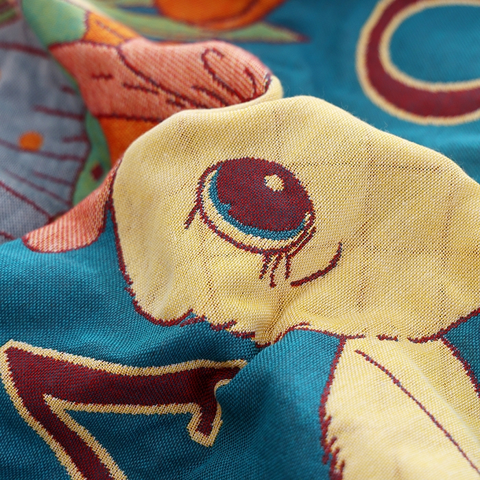 91家纺网 家纺一手货源 找家纺 朴尔家纺-毛巾被 2026新款色织定位提花纯棉四层纱布枕巾 爱情来临-蓝