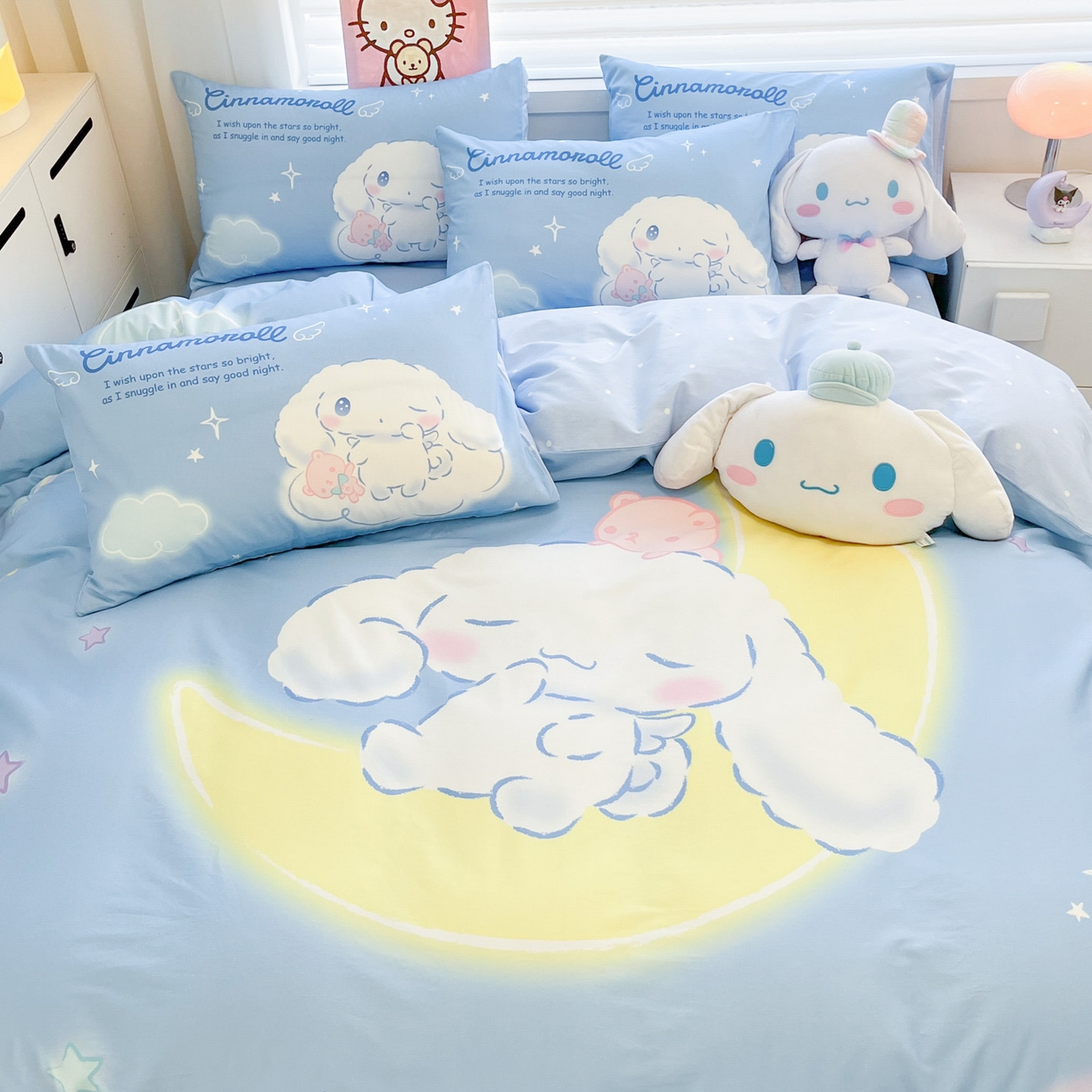 91家纺网 家纺一手货源 找家纺 暮思家居 2026新款正版授权三丽鸥大版全棉纯棉数码印花纯棉四件套系列-第二批(专版花型) 大版-晚安玉桂狗