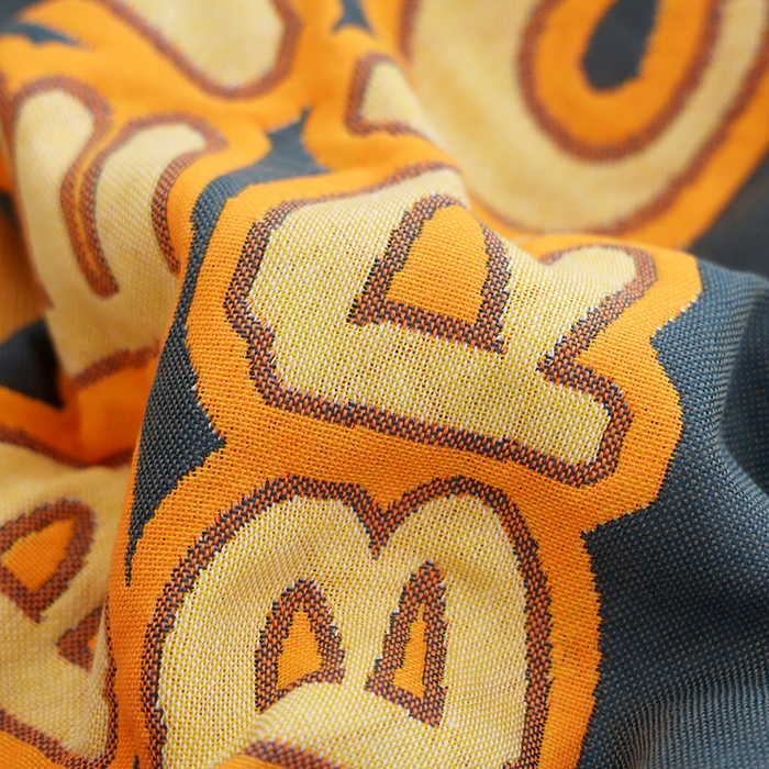 91家纺网 家纺一手货源 找家纺 朴尔家纺-毛巾被 2026新款色织定位提花纯棉四层纱布枕巾 百变熊仔-藏青