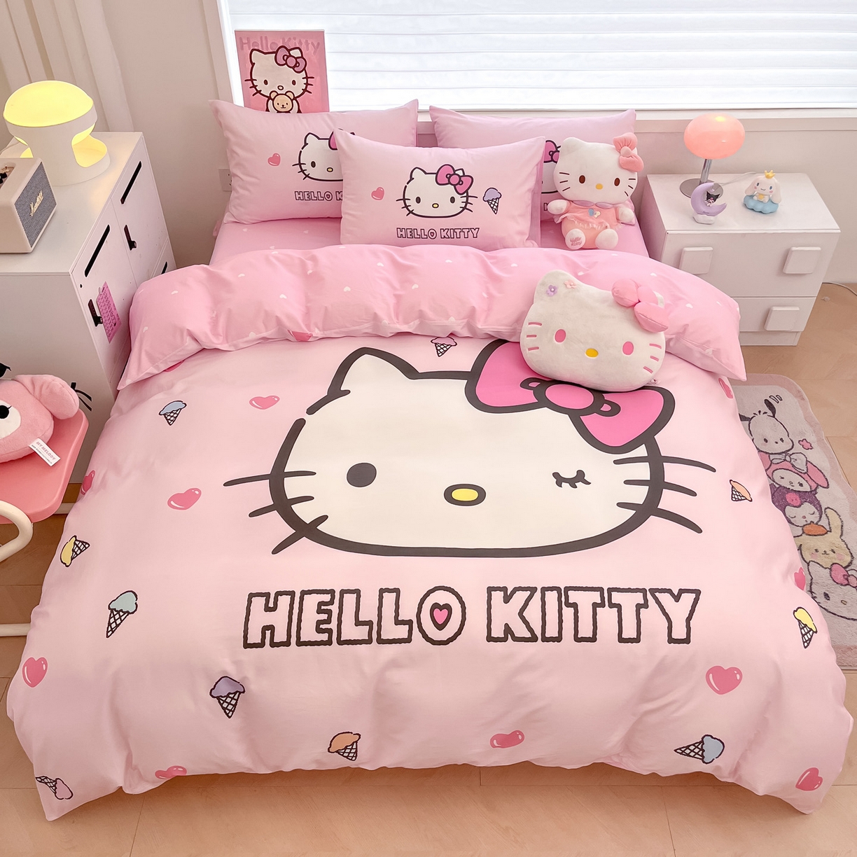 91家纺网 家纺一手货源 找家纺 （总）暮思家居 2026新款正版授权三丽鸥大版全棉纯棉数码印花纯棉四件套系列-第一批