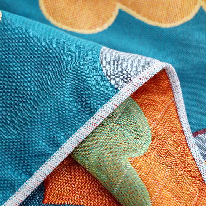 91家纺网 家纺一手货源 找家纺 朴尔家纺-毛巾被 2026新款色织定位提花纯棉四层纱布枕巾 百变熊仔-蓝