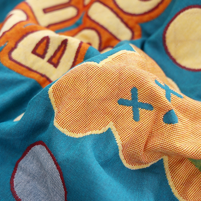 91家纺网 家纺一手货源 找家纺 朴尔家纺-毛巾被 2026新款色织定位提花纯棉四层纱布枕巾 百变熊仔-蓝