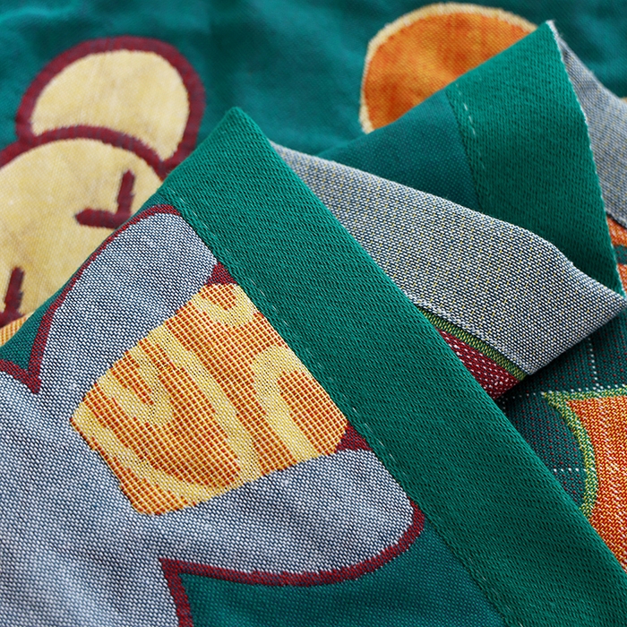 91家纺网 家纺一手货源 找家纺 朴尔家纺-毛巾被 2026新款色织定位提花纯棉四层纱布枕巾 百变熊仔-绿