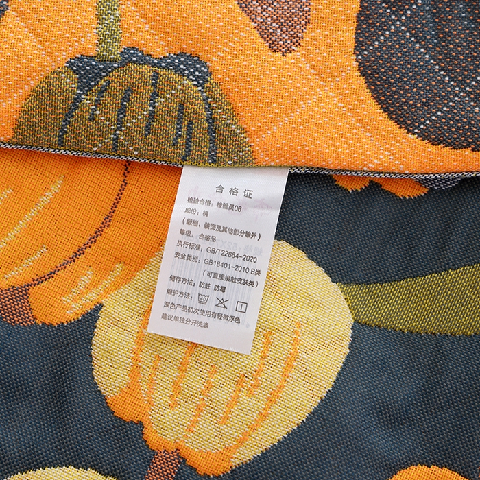 91家纺网 家纺一手货源 找家纺 朴尔家纺-毛巾被 2026新款色织定位提花纯棉四层纱布枕巾 浪漫郁金香-藏青