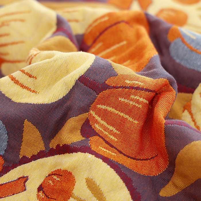 91家纺网 家纺一手货源 找家纺 朴尔家纺-毛巾被 2026新款色织定位提花纯棉四层纱布枕巾 浪漫郁金香-咖