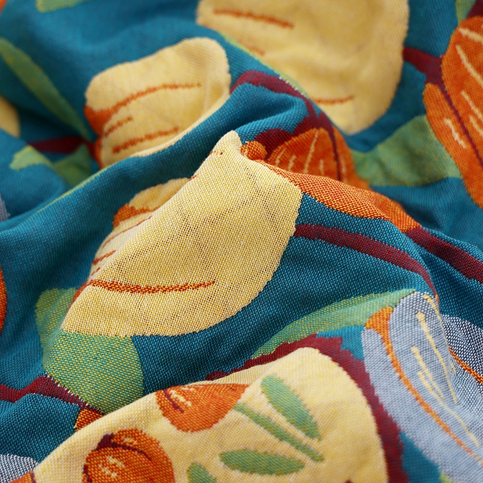 91家纺网 家纺一手货源 找家纺 朴尔家纺-毛巾被 2026新款色织定位提花纯棉四层纱布枕巾 浪漫郁金香-蓝