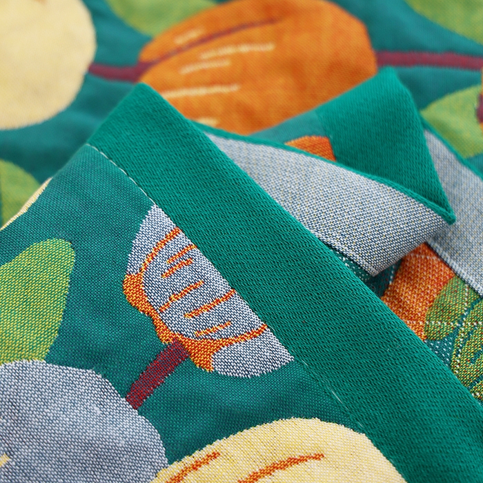 91家纺网 家纺一手货源 找家纺 朴尔家纺-毛巾被 2026新款色织定位提花纯棉四层纱布枕巾 浪漫郁金香-绿