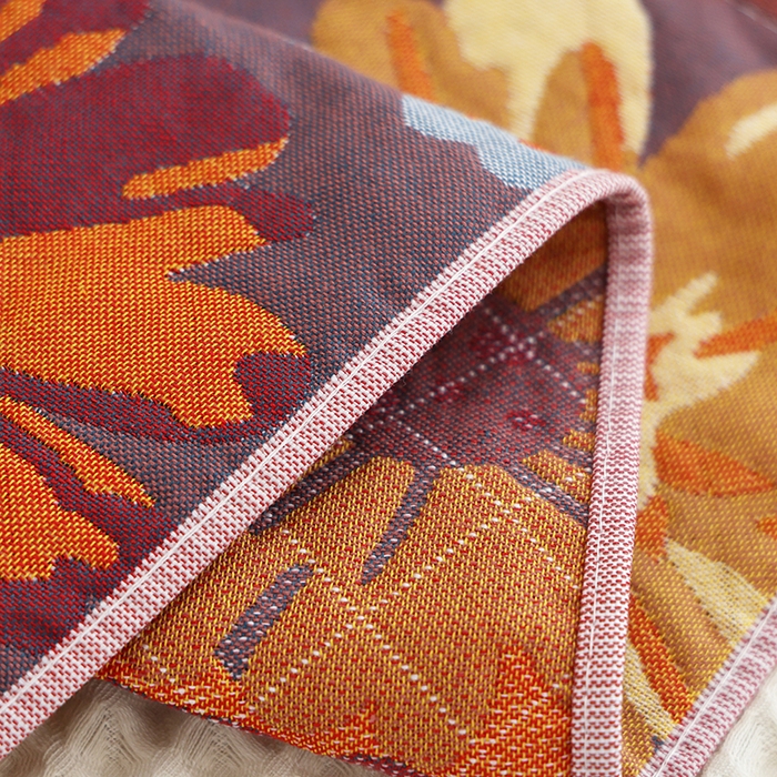 91家纺网 家纺一手货源 找家纺 朴尔家纺-毛巾被 2026新款色织定位提花纯棉四层纱布枕巾 油画花园-咖