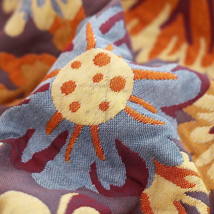 91家纺网 家纺一手货源 找家纺 朴尔家纺-毛巾被 2026新款色织定位提花纯棉四层纱布枕巾 油画花园-咖