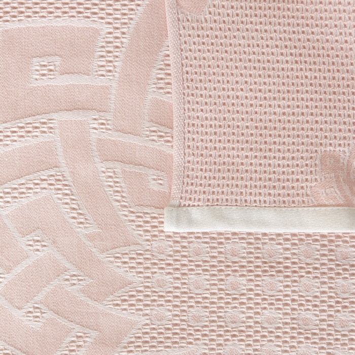 91家纺网 家纺一手货源 找家纺 朴尔家纺-毛巾被 2026新款全棉纱布蜂窝结构系列枕巾系列 君子莲-嫩粉