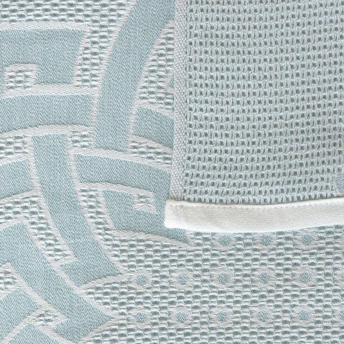 91家纺网 家纺一手货源 找家纺 朴尔家纺-毛巾被 2026新款全棉纱布蜂窝结构系列枕巾系列 君子莲-浅绿