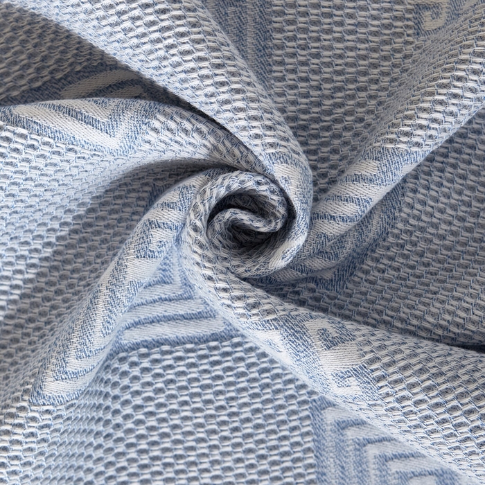 91家纺网 家纺一手货源 找家纺 朴尔家纺-毛巾被 2026新款全棉纱布蜂窝结构系列枕巾系列 魔方印-浅蓝